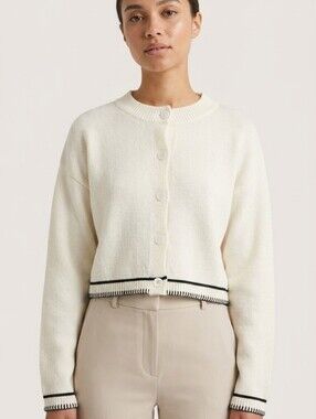 Blue Blush Cream Cardigan with Black Label